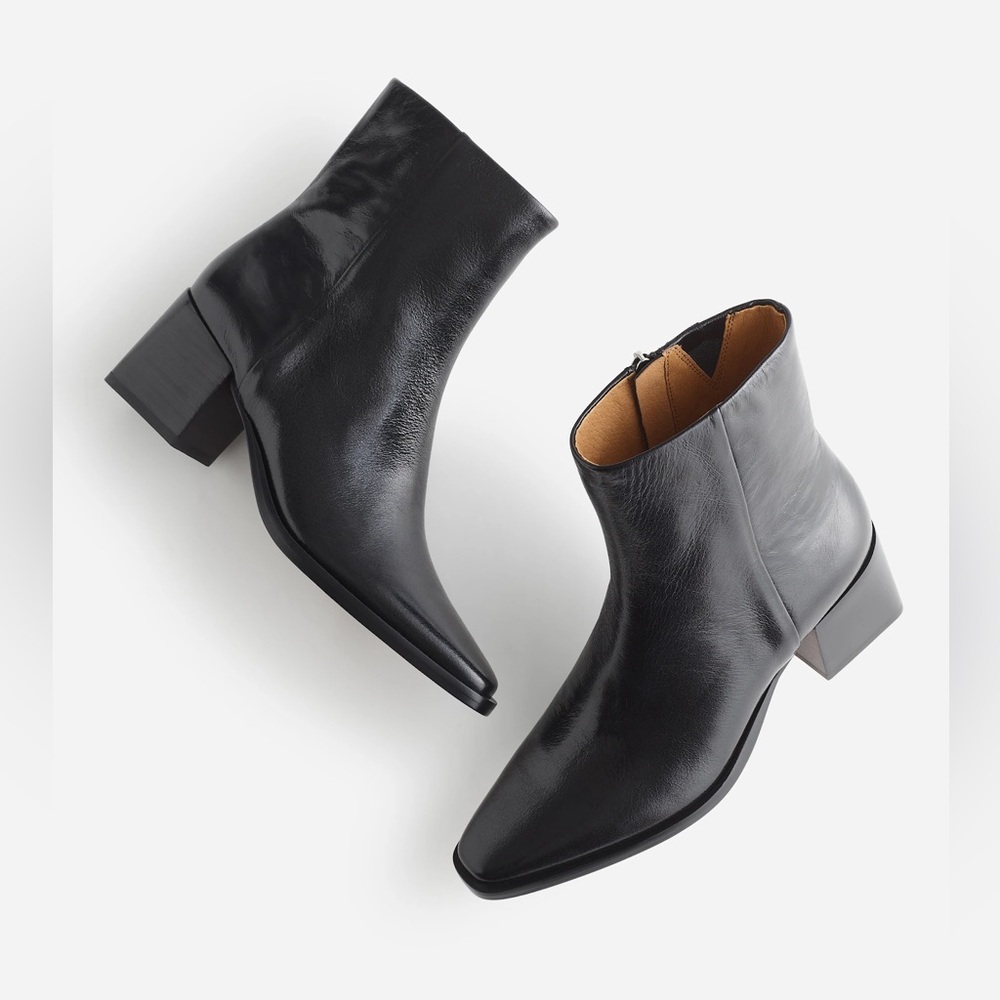 Madewell Glossy Black Leather Booties